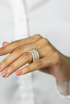 5.15 Carats Total Brilliant Round Diamond Micro-Pave Trio Tri-color Eternity Fashion Ring