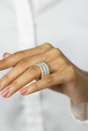 5.15 Carat Total Round Brilliant Diamond Micro-Pavé 18K Tri-Color Gold Eternity Fashion Ring