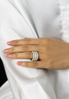 5.15 Carat Total Round Brilliant Diamond Micro-Pavé 18K Tri-Color Gold Eternity Fashion Ring