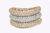 5.15 Carats Total Brilliant Round Diamond Micro-Pave Trio Tri-color Eternity Fashion Ring