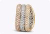 5.15 Carat Total Round Brilliant Diamond Micro-Pavé 18K Tri-Color Gold Eternity Fashion Ring