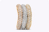 5.15 Carat Total Round Brilliant Diamond Micro-Pavé 18K Tri-Color Gold Eternity Fashion Ring