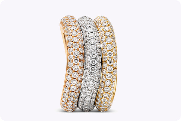 5.15 Carat Total Round Brilliant Diamond Micro-Pavé 18K Tri-Color Gold Eternity Fashion Ring
