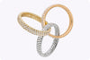 3.10 Carats Total Brilliant Round Diamond Micro-Pave Trio Tri-Color Infinity Rolling Eternity Fashion Ring