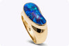 GIA Certified 9.00 Carats Natural Black Opal Men's Ring in Yellow Gold