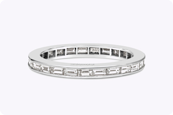 Cartier 1.02 Carats Baguette Cut Diamond Channel Set Eternity Wedding Band in Platinum