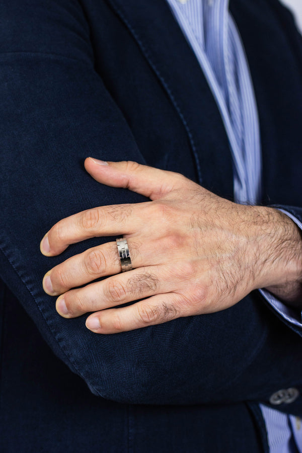 Cartier Tank Francaise 18K White Gold Plain Men's Wedding Band Ring