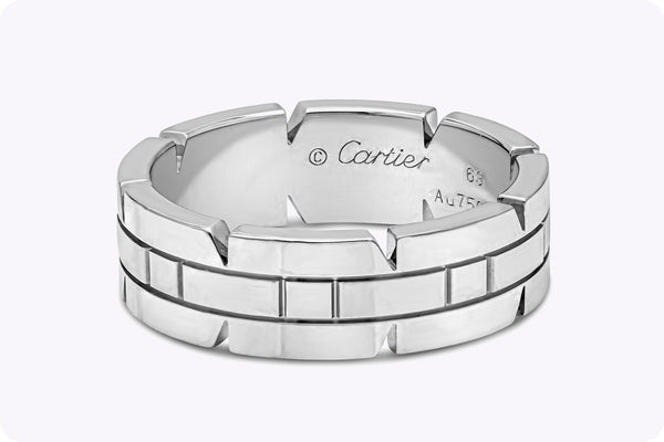 Cartier Tank Francaise 18K White Gold Plain Men's Wedding Band