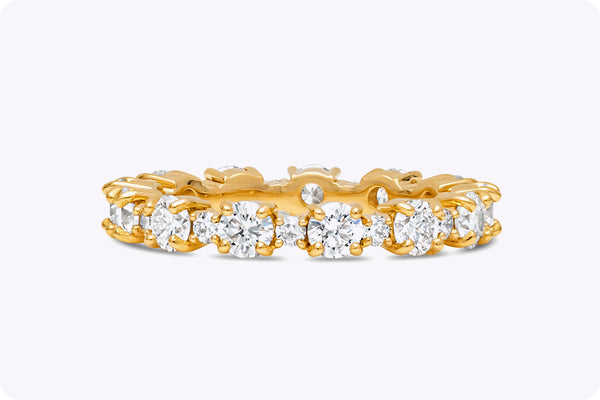 1.77 Carats Total Brilliant Round Cut Diamond Eternity Wedding Band in Yellow Gold