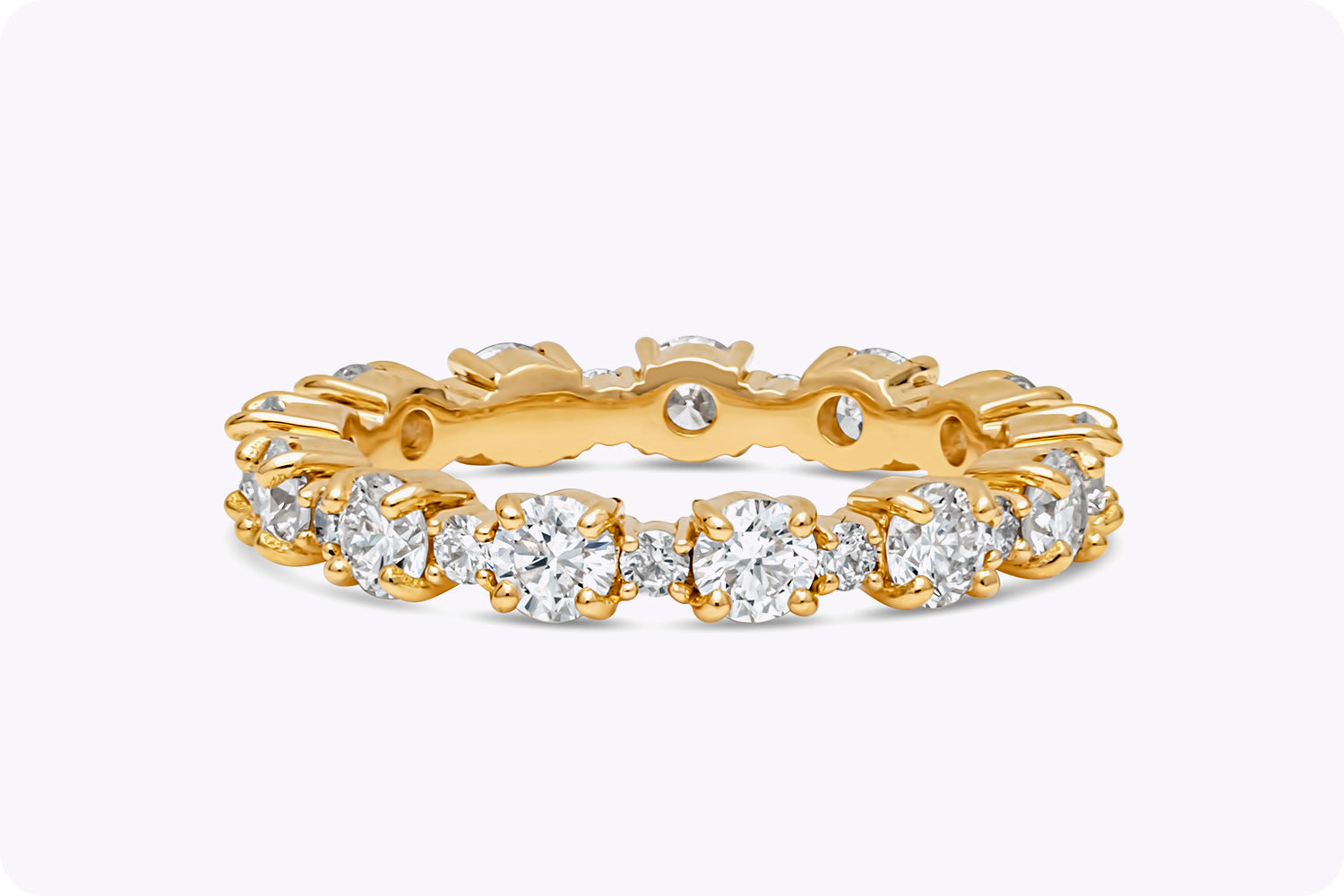 1.77 Carats Total Brilliant Round Cut Diamond Eternity Wedding Band in Yellow Gold