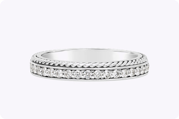 0.65 Carats Total Brilliant Round Cut Diamond Channel Set Eternity Wedding Band in White Gold