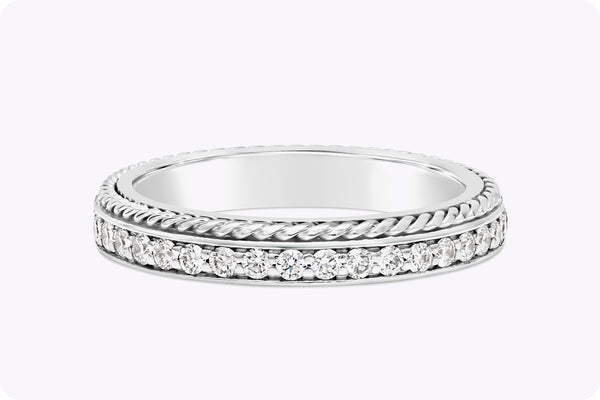 0.65 Carats Total Brilliant Round Cut Diamond Channel Set Eternity Wedding Band in White Gold