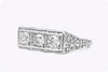 0.63 Carats Total Old European Cut Diamond Antique Style Wedding Band in Platinum