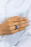 GIA Certified 1.60 Carats Total Trapezoid Cut Burmese Ruby & Sri Lankan Sapphire Ring in Platinum