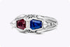 GIA Certified 1.6 Carats Total Trapezoid Cut Ruby & Sri Lanka Blue Sapphire Ring in Platinum
