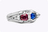 GIA Certified 1.6 Carats Total Trapezoid Cut Ruby & Sri Lanka Blue Sapphire Ring in Platinum