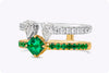 1.34 Carat Total Mixed Cut Emerald and Diamond Double Band Fashion Ring in Two Tone Gold