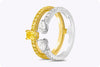 1.12 Carat Total Mixed Cut Fancy Yellow & White Diamond Double Band Fashion Ring in Two Tone Gold