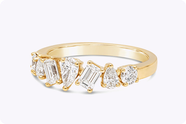 1.04 Carats Total Mixed-Cut Diamond Seven-Stone Fashion Ring in Yellow Gold