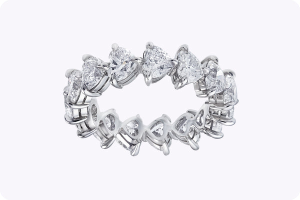 4.62 Carats Total Heart-Shaped Diamond Eternity Wedding Band in Platinum