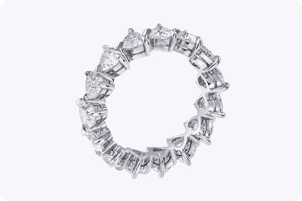 4.62 Carats Total Heart-Shaped Diamond Eternity Wedding Band in Platinum