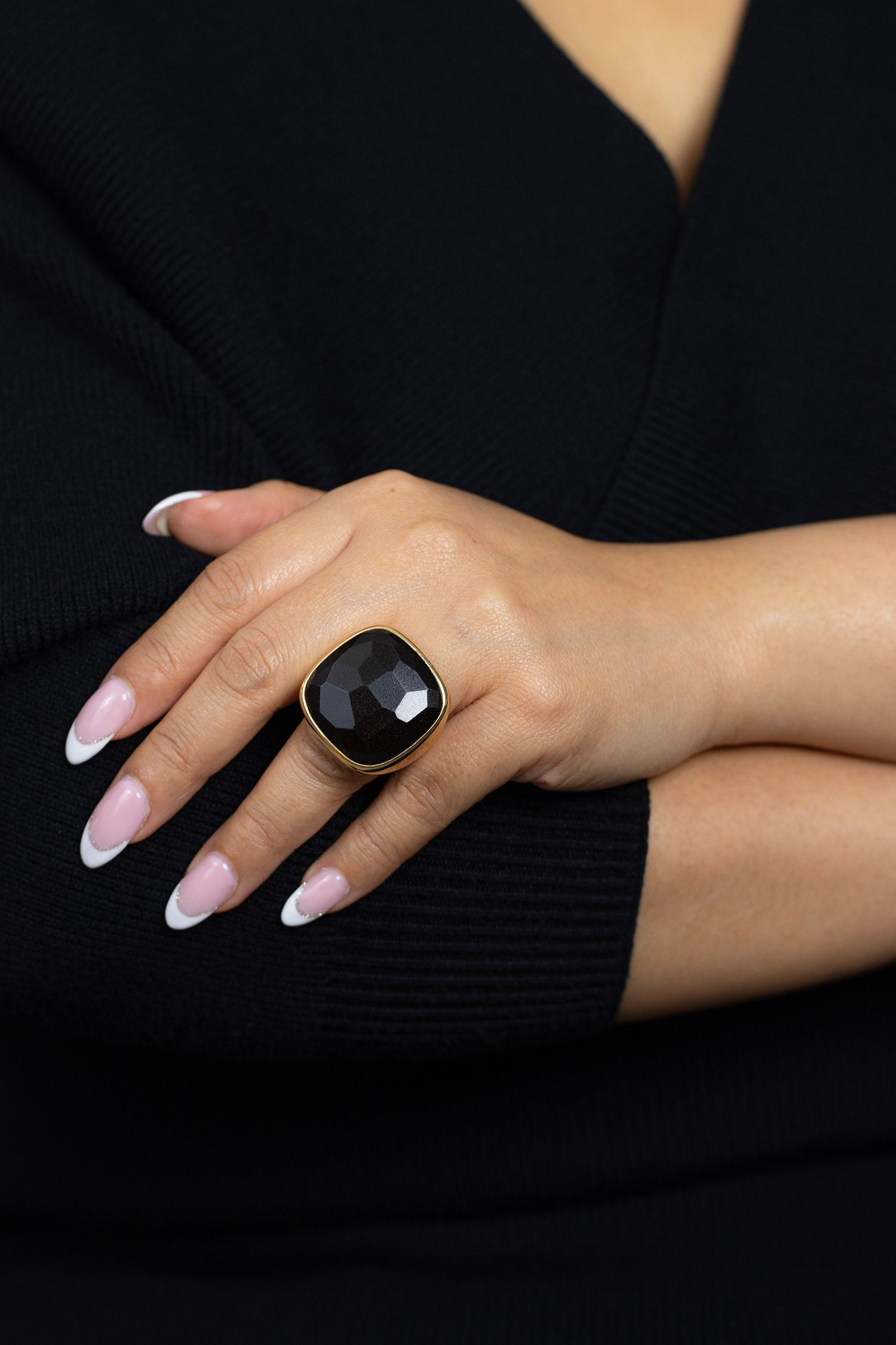 Pomellato Victoria Black Jet Amulet Fashion Ring in Rose Gold