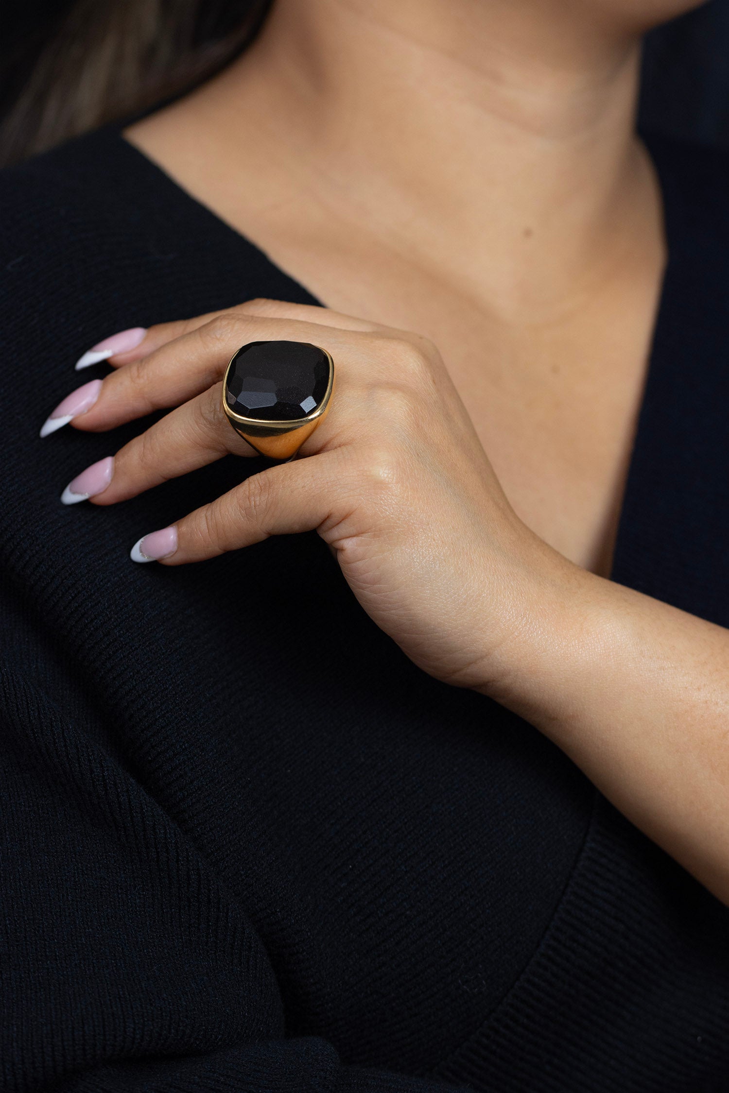 Pomellato Victoria Black Jet Amulet Fashion Ring in Rose Gold