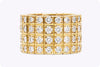 4.40 Carats Total Round Diamond Four-Row Fashion Ring in Yellow Gold