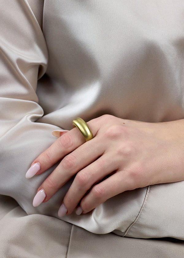 26.28 Gram Solid Dome Men's Ring in 18k Yellow Gold
