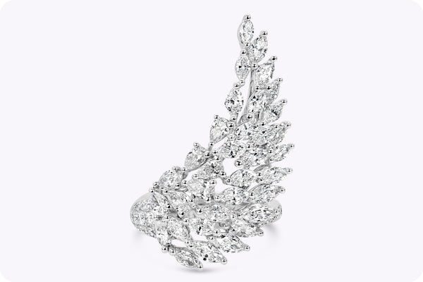 3.56 Carats Total Marquise Cut Diamond Wing Fashion Ring in White Gold