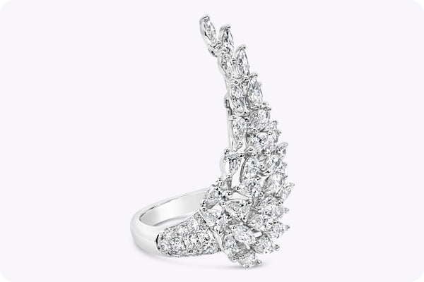 3.56 Carats Total Marquise Cut Diamond Wing Fashion Ring in White Gold