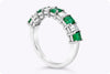 1.77 Carats Total Emerald Cut Emerald & Diamond Nine-Stone Wedding Band in Platinum