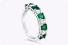 1.77 Carats Total Emerald Cut Emerald & Diamond Nine-Stone Wedding Band in Platinum