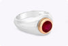 2.06 Carats Round Cut Burmese Ruby Men's Ring in Rose Gold & Platinum