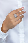 2.45 Carats Total Mixed-Cut Diamond Wide Fashion Ring in White Gold