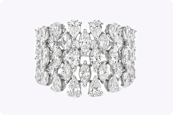 2.45 Carats Total Mixed-Cut Diamond Wide Fashion Ring in White Gold