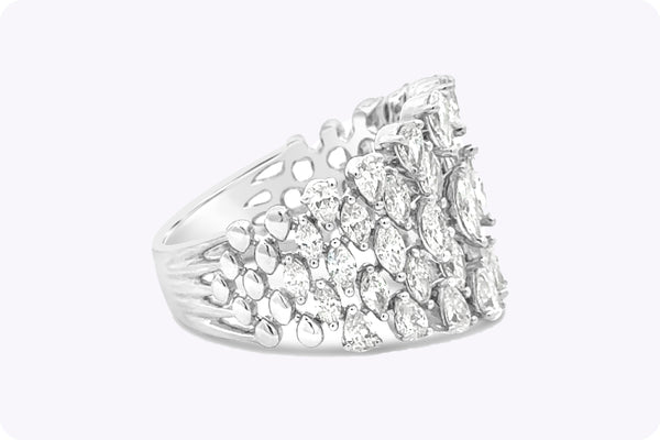 2.45 Carats Total Mixed-Cut Diamond Wide Fashion Ring in White Gold