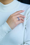 Elegant 3.24 carat square-cut sapphire & diamond wedding band ring
