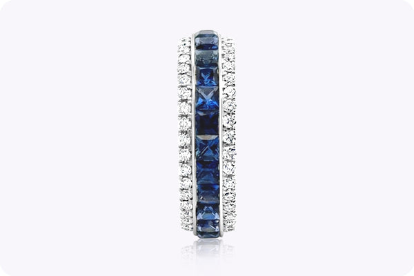 3.24 Square Cut Sapphire Wedding Band Ring