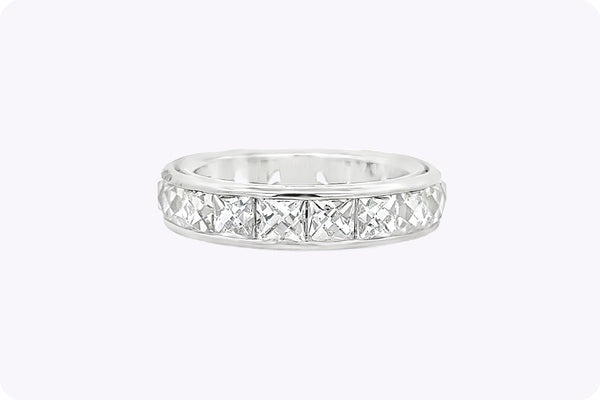 5.15 Carats Total French Cut Diamond Eternity Wedding Band Ring in Platinum