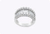 2.82 Carats Total Baguette and Round Diamond Wide Fashion Ring in White Gold