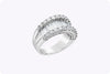 2.82 Carats Total Baguette and Round Diamond Wide Fashion Ring in White Gold