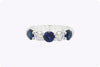 2.56 Carats Total Round Cut Sapphire & Diamond Five-Stone Wedding Band Ring in White Gold