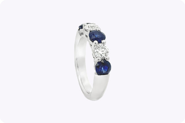 2.56 Carats Round Cut Sapphire & Diamond Band
