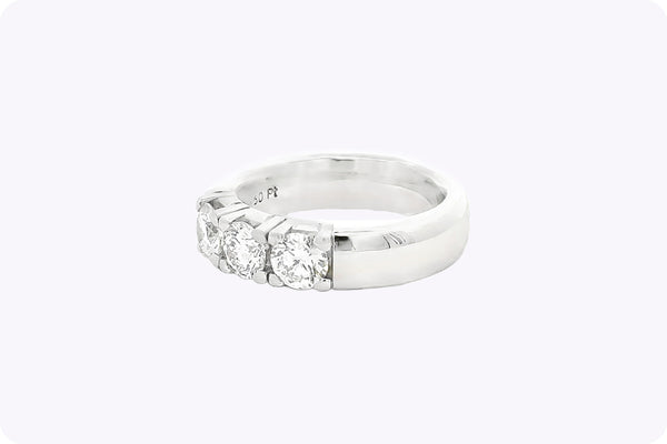 Total Round Brilliant Cut Diamond Three-Stone Wedding Band