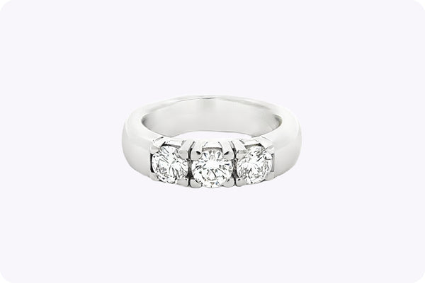 1.01 Carats Round Brilliant Diamond Three-Stone Ring
