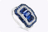 Emerald Cut Sapphires & Diamond Double Halo Ring in Platinum