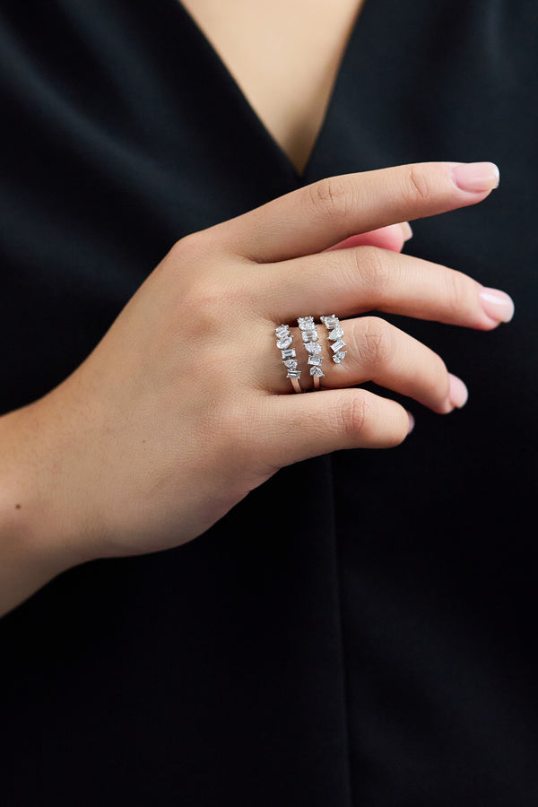 2.39 Carats Total Pear & Baguette Diamond Wrap Fashion Ring in White Gold