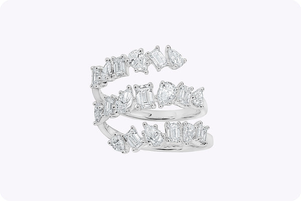 2.39 Carats Total Pear & Baguette Diamond Wrap Fashion Ring in White Gold