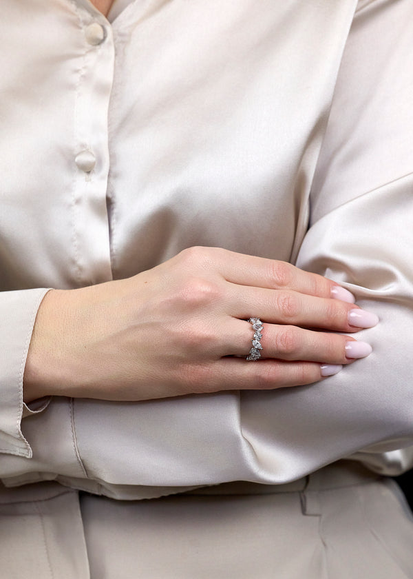 4.76 Carats Total Mixed-Cut Diamond Eternity Ring in White Gold